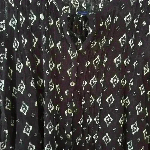 PPLA navy blue and white button up blouse size small - Picture 5 of 6